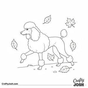 Autumn poodle falling leaves