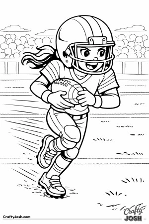 A youth football player runs forward just after making a catch, showing balance, focus, and growing excitement during the play