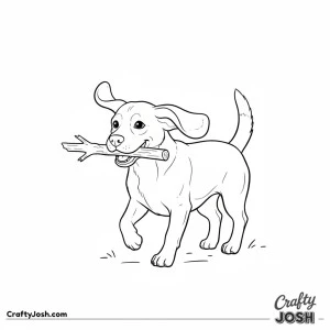 Beagle carrying stick