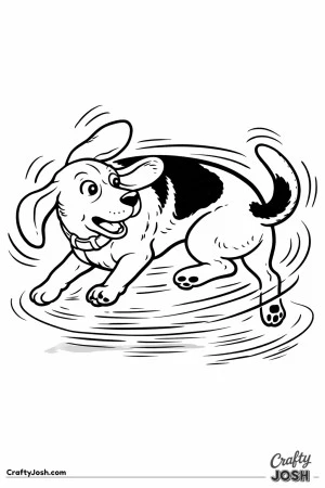 Beagle chasing tail