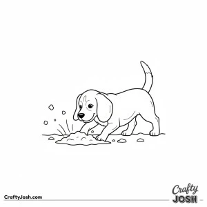 Beagle digging in garden