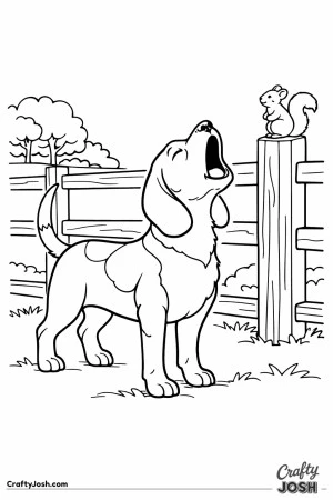 Beagle howling at squirrel