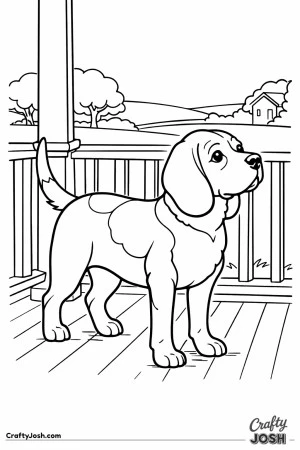 Beagle on front porch