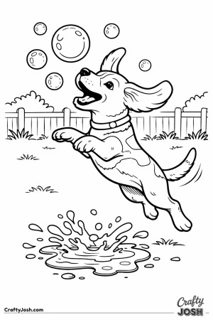 Beagle puppy chasing bubble