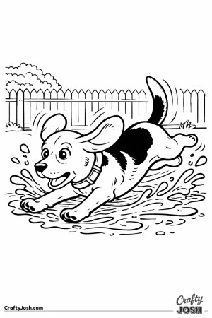 Beagle puppy mud slide
