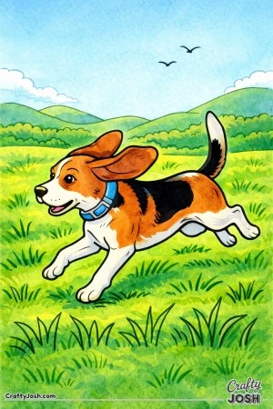 Beagle running open field