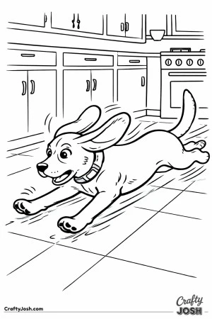 Beagle sliding on floor