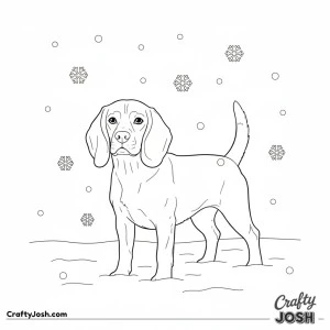 Beagle winter snow