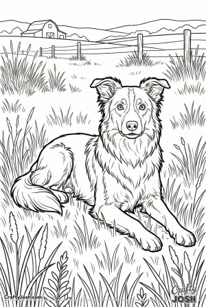 Border collie alert in field