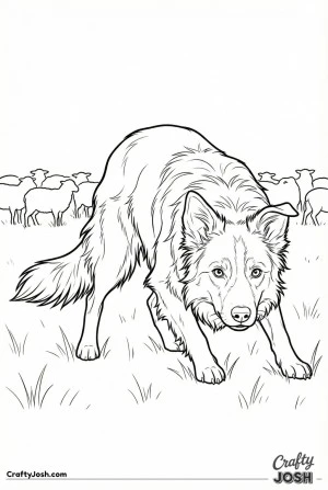 Border collie herding crouch