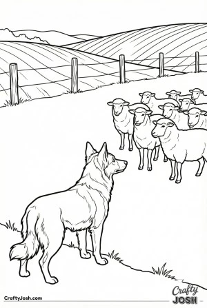 Border collie holding field edge