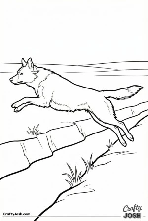 Border collie leaping ditch