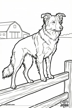 Border collie on fence rail
