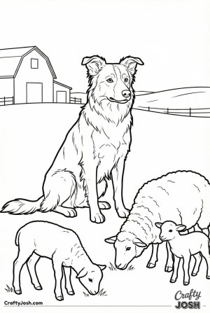 Border collie with lambs
