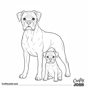 Boxer adult and puppy
