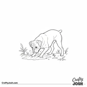 Boxer digging garden