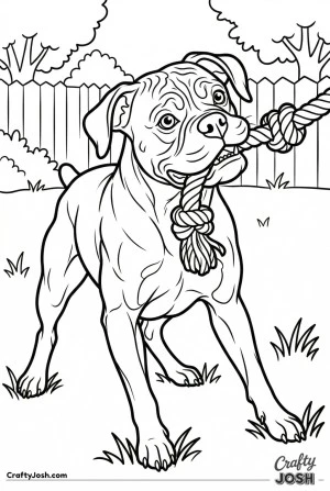 Boxer playing tug of war