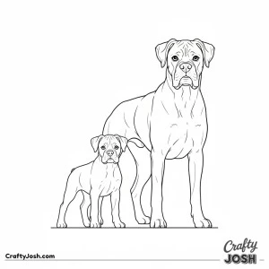 Boxer puppy and adult