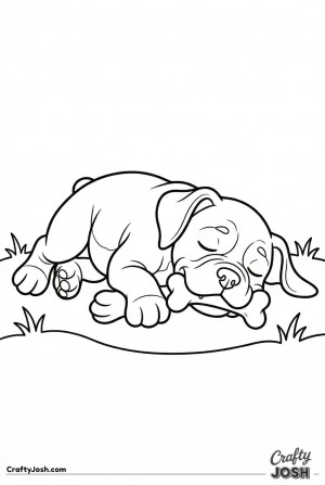 Boxer puppy asleep with toy