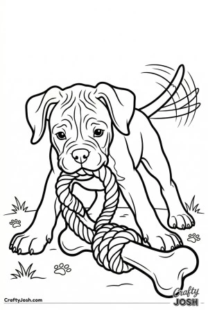 Boxer puppy with giant toy