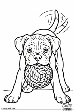 Boxer puppy with string ball