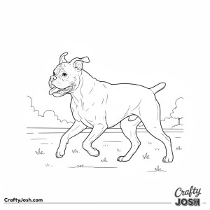 Boxer running in park