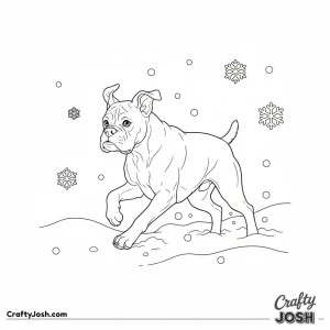 Boxer running in snow