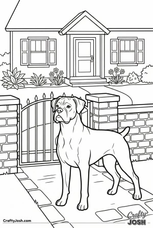 Boxer standing at gate