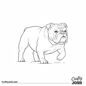 Bulldog walking side angle