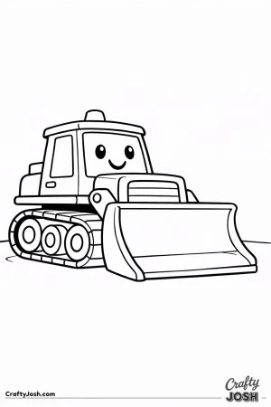 This simple bulldozer features a wide blade and large track base divided into big easy-to-color sections designed for toddlers ages 2–4