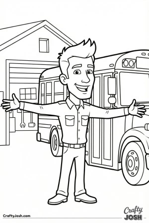 Bus driver at garage