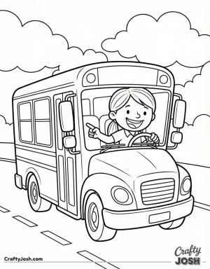 Bus driver pointing forward