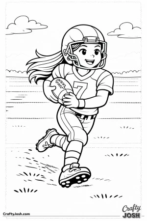 A young football player runs freely down the field with the ball after breaking into open space, showing calm confidence and joy