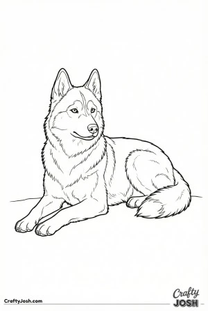 Calm resting husky three quarter