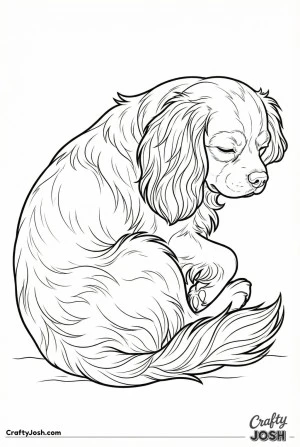 Cavalier curled sleeping close view