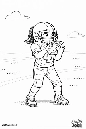 A young football player catches the ball cleanly at chest height while keeping her eyes locked on the catch