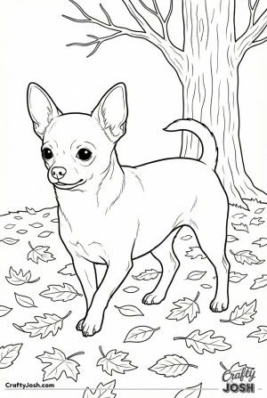 Chihuahua in autumn leaves