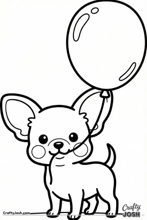 Chihuahua puppy holding balloon