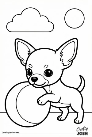 Chihuahua puppy with big ball