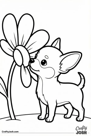 Chihuahua puppy with flower