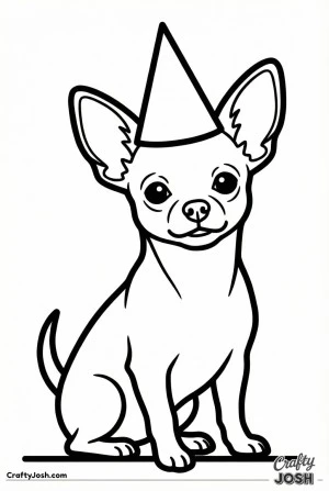 Chihuahua wearing birthday hat