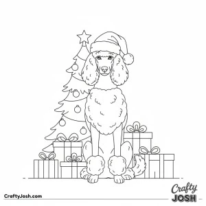 Christmas poodle with gifts