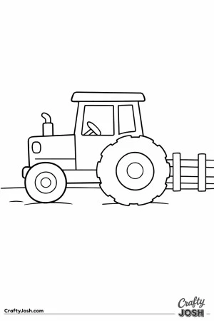 Chunky tractor by fence