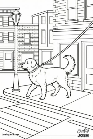 City dog on leash