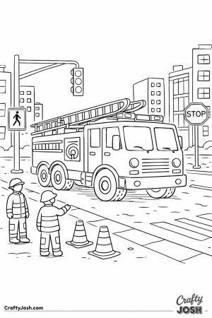 City fire truck scene