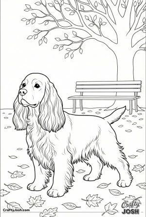 Cocker spaniel autumn park scene