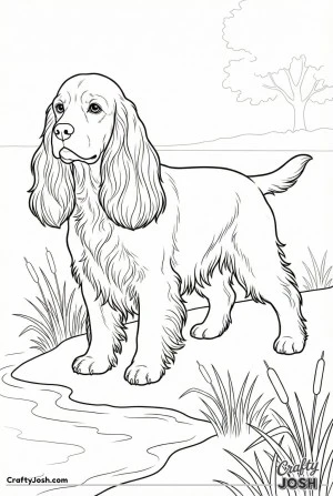 Cocker spaniel by lake