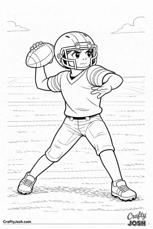 A young quarterback winds up for a deep throw with his shoulders rotated back and eyes focused downfield toward the open field ahead
