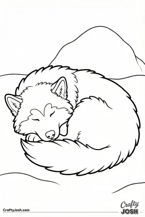 Curled sleeping malamute puppy