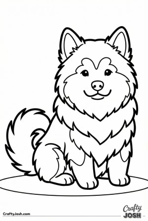 Cute sitting alaskan malamute